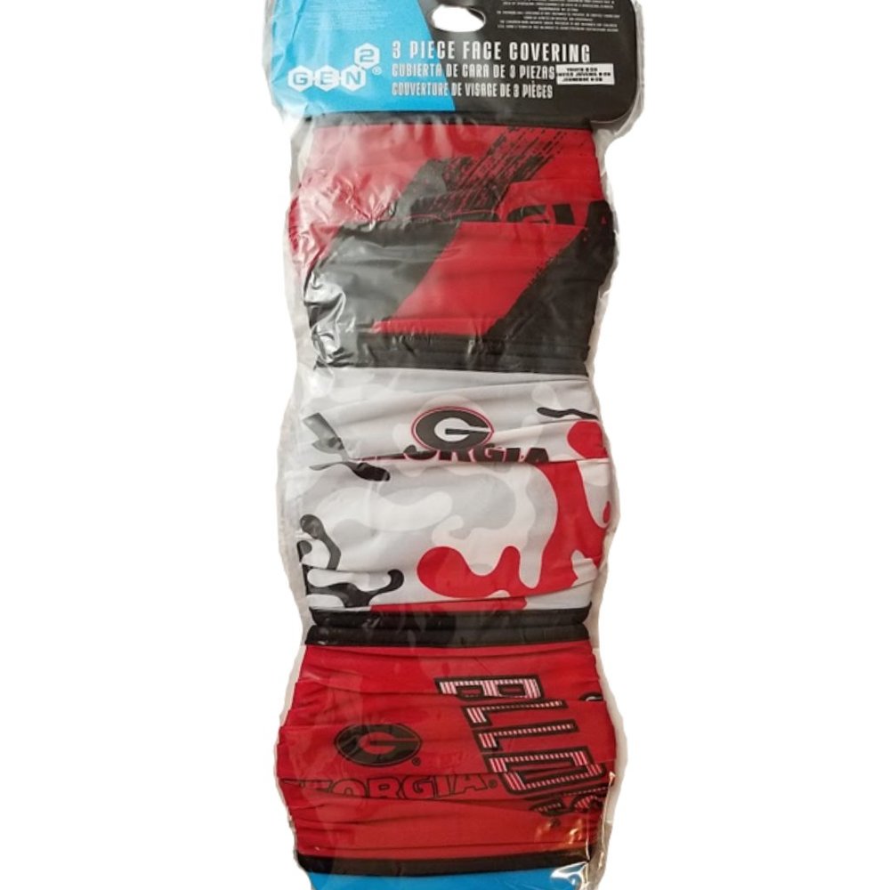 Georgia Bulldog 3 Piece Face Masks Boys One Size